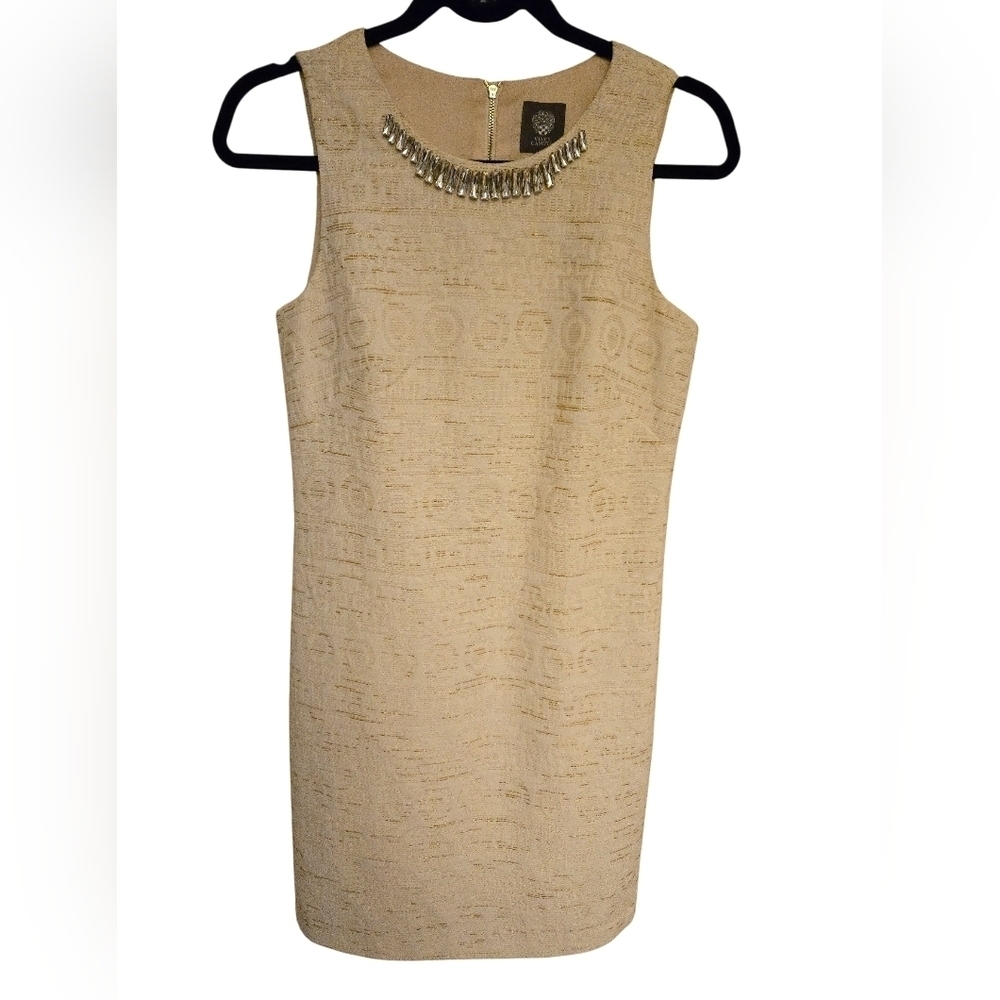 Vince Camuto Cream Dress with Gold Accents Wedding Date Formal Party